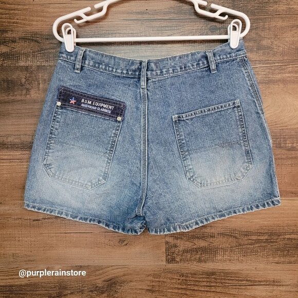 Vtg Bum Equipment Denim Shorts Size 14 High Rise Embroidered Spell Out 80's 90's - Picture 1 of 13